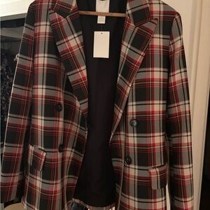 Stylish Plaid Blazer and skirt- Red and Black